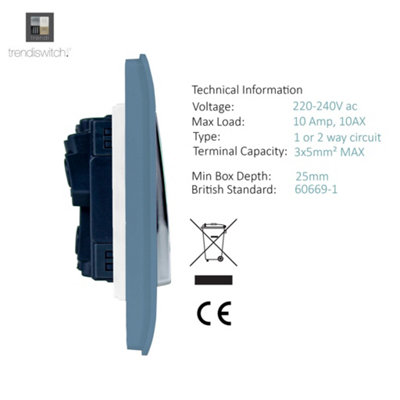 Trendi Switch Sky 2 Gang 1 or 2 way Rocker Light Switch, ART-SS4SK