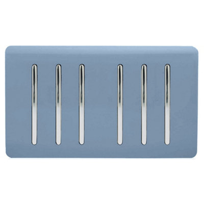 Trendi Switch Sky 6 Gang 1 or 2 Way Light Switch, ART-SS66SK