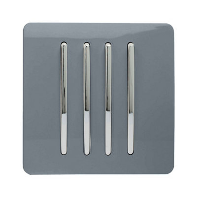 Trendi Switch Warm Grey 4 Gang 1 or 2 way Rocker Light Switch, ART-SS8WG