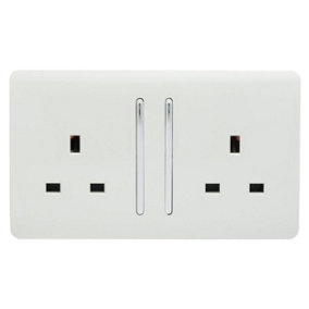 Trendiswitch 2 Gang 13 Amp Switched Socket White