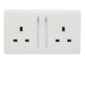 Trendiswitch 2 Gang 13 Amp Switched Socket White