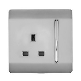 Trendiswitch BRUSHED STEEL 1 Gang 13 Amp Switched Socket
