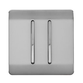 Trendiswitch BRUSHED STEEL 2 Gang 1 or 2 way Light Switch