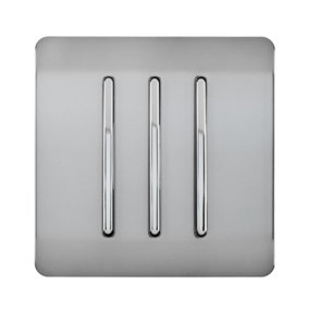 Trendiswitch BRUSHED STEEL 3 Gang 1 or 2 way Light Switch