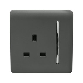 Trendiswitch Charcoal 1 Gang 13 Amp Switched Socket