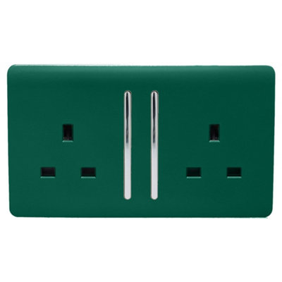 Trendiswitch DARK GREEN 2 Gang Long Switched Socket