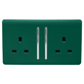 Trendiswitch DARK GREEN 2 Gang Long Switched Socket