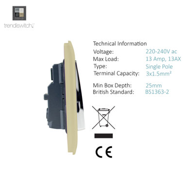 Trendiswitch Silver 20 Amp Switch with Neon 1 Gang - 3