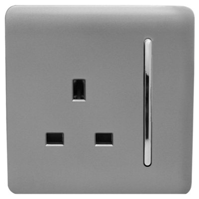 Trendiswitch Light Grey 1 Gang 13 Amp Switched Socket