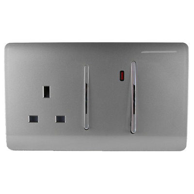 Vimark  50A 1-Gang DP Cooker Switch White with Neon with White Inserts - 4