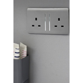 Trendiswitch Light Grey 2 Gang 13 Amp Switched Socket