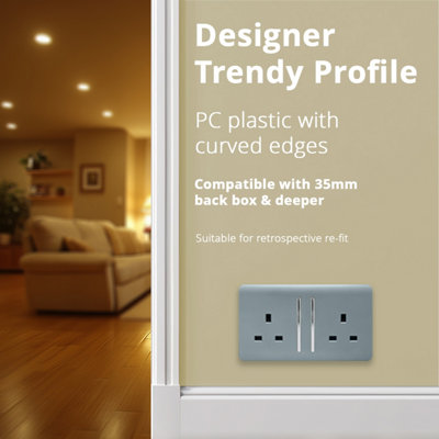 Trendiswitch White 1 Gang 13 Amp Switched Socket 1 Gang - 5