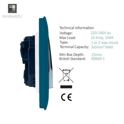 Trendiswitch Brushed Steel 1 Gang LED Dimmer Switch 1 Gang - 3