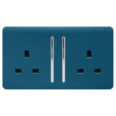 Trendiswitch MIDNIGHT BLUE 2 Gang Long Switched Socket