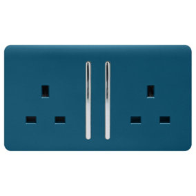 Trendiswitch MIDNIGHT BLUE 2 Gang Long Switched Socket