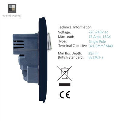 Trendiswitch NAVY 2 Gang 4 Port USB 2100mA Socket - 3
