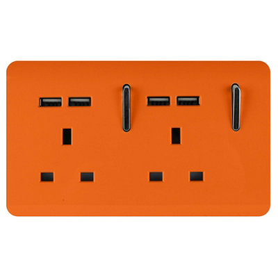 Trendiswitch ORANGE 2 Gang 4 Port USB 2100mA Socket