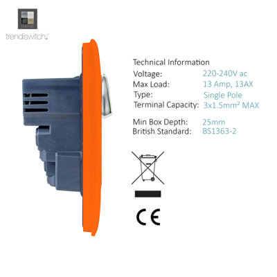 Trendiswitch ORANGE 2 Gang 4 Port USB 2100mA Socket - 3