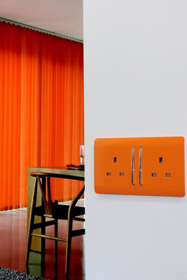 Trendiswitch ORANGE 2 Gang Long Switched Socket