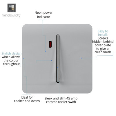 Trendiswitch Silver 45 Amp Switch with Neon