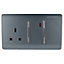 Trendiswitch Warm Grey 13 Amp Cooker Switch & Socket with Neon