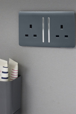 Trendiswitch Warm Grey 2 Gang 13 Amp Switched Socket