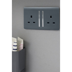 Trendiswitch Warm Grey 2 Gang 13 Amp Switched Socket
