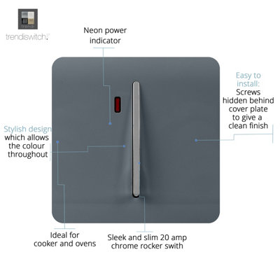 Trendiswitch Warm Grey 20 Amp Switch with Neon