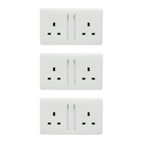 Trendiswitch White 2 Gang 13 Amp Switched Socket (3 Pack)