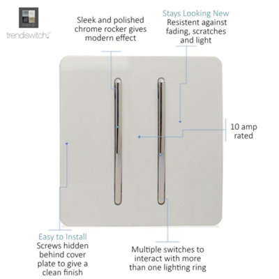 Trendiswitch White 2 Gang 2 Way 10 Amp Switch 2 Gang 2 Way