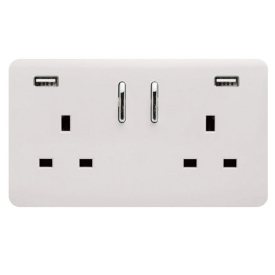 Trendiswitch WHITE 2 Gang USB 3100mA Socket