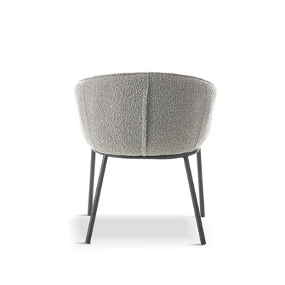 Trendy Chair, Grey Boucle Upholstered Duke Dining/ Lounge Chair with Black Metal Frame