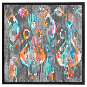 Trendy tribal pattern in watercolour style (Picutre Frame) / 30x30" / Oak