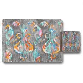 Trendy tribal pattern in watercolour style (Placemat & Coaster Set) / Default Title