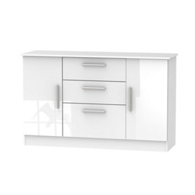 Trent 2 Door 3 Drawer Sideboard in White Gloss (Ready Assembled)