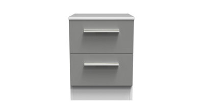 Trent 2 Drawer Bedside Cabinet in Dusk Grey & White (Ready Assembled)