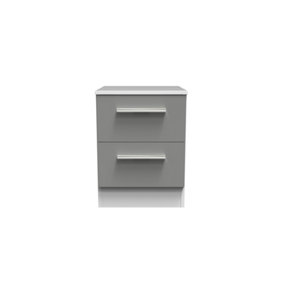 Trent 2 Drawer Bedside  - WIRELESS CHARGING in Dusk Grey & White (Ready Assembled)