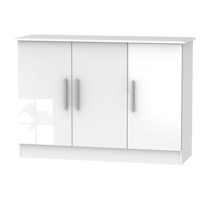 Trent 3 Door Sideboard in White Gloss (Ready Assembled)