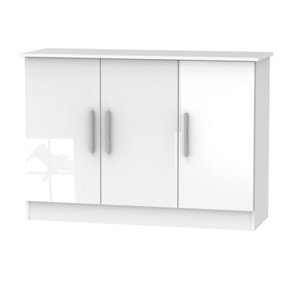 Trent 3 Door Sideboard in White Gloss (Ready Assembled)