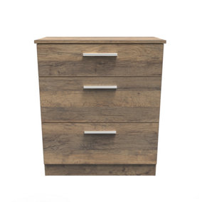 Trent 3 Drawer Deep Chest in Vintage Oak (Ready Assembled)