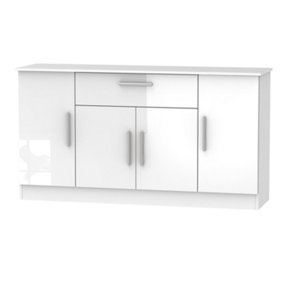Trent 4 Door 1 Drawer Wide Unit in White Gloss (Ready Assembled)