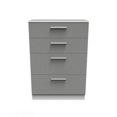 Trent 4 Drawer Deep Chest in Dusk Grey & White (Ready Assembled)