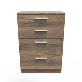 Trent 4 Drawer Deep Chest in Vintage Oak (Ready Assembled)