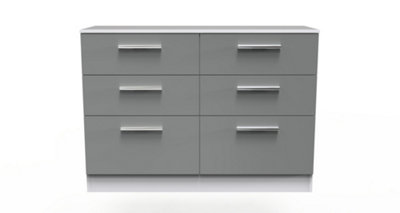 Trent 6 Drawer Wide Chest in Dusk Grey & White (Ready Assembled)