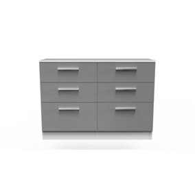 Trent 6 Drawer Wide Chest in Dusk Grey & White (Ready Assembled)