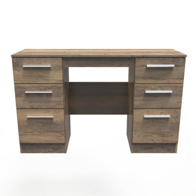Trent Double Pedestal Desk in Vintage Oak (Ready Assembled)