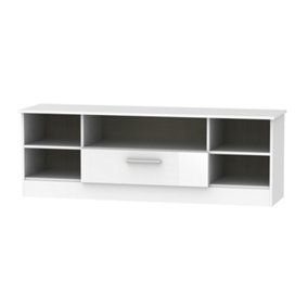 Trent Wide 1 Drawer TV & Media Unit in White Gloss (Ready Assembled)