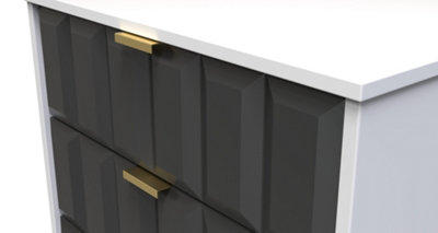 Trent Wide open TV unit in White Matt & Black Matt (Ready Assembled)