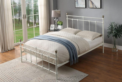 Off white metal bed frame sale
