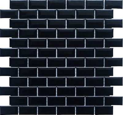 Trentie Mini Metro Black - Peel and Stick Mosaic Tile Sample